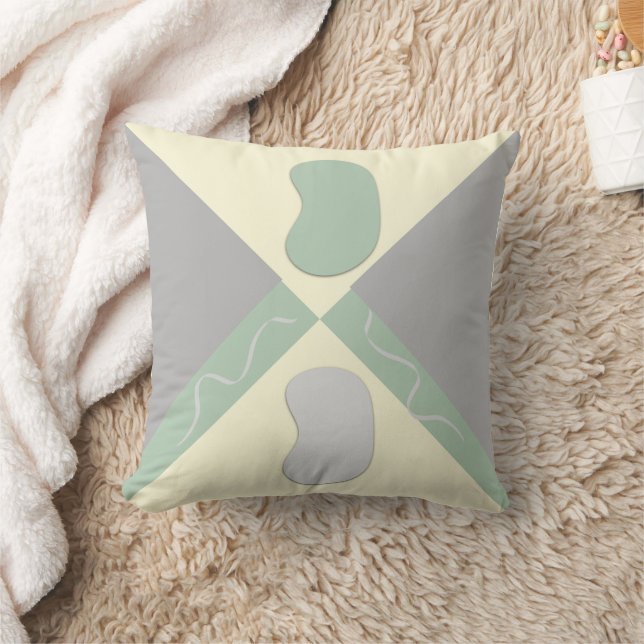Light grey & pastel green pattern cushion (Blanket)
