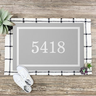 Light Grey Personalised Address Number Doormat