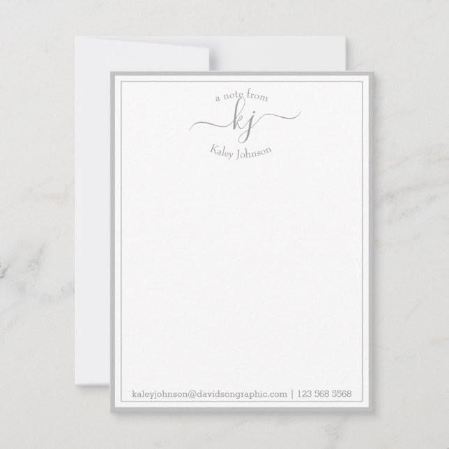 Light Grey Personalised From The Desk Of Note Card (Front)