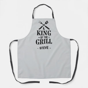 Light Grey Personalised King of The Grill Apron