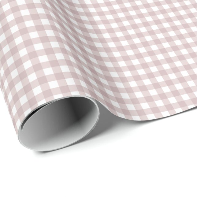 Light Grey-Pink Simple Plaid Wrapping Paper (Roll Corner)