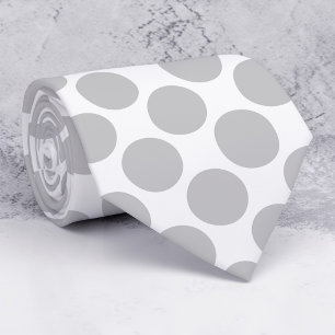Light Grey Polka Dots on White Custom Necktie