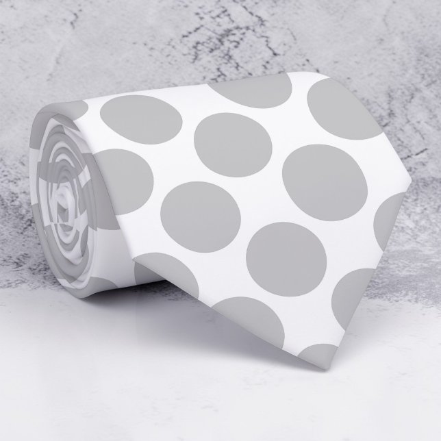 Light Grey Polka Dots on White Custom Necktie (Creator Uploaded)