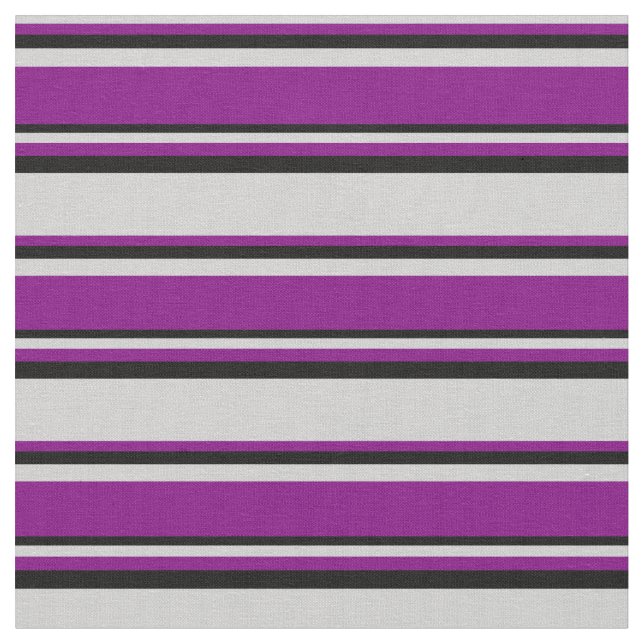 Light Grey, Purple & Black Coloured Lines Fabric (Close Up)