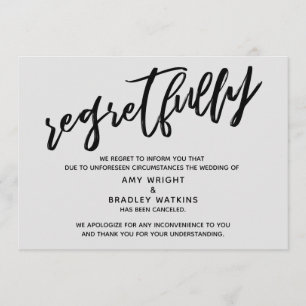 Light Grey Regretfully Wedding Cancellation Card