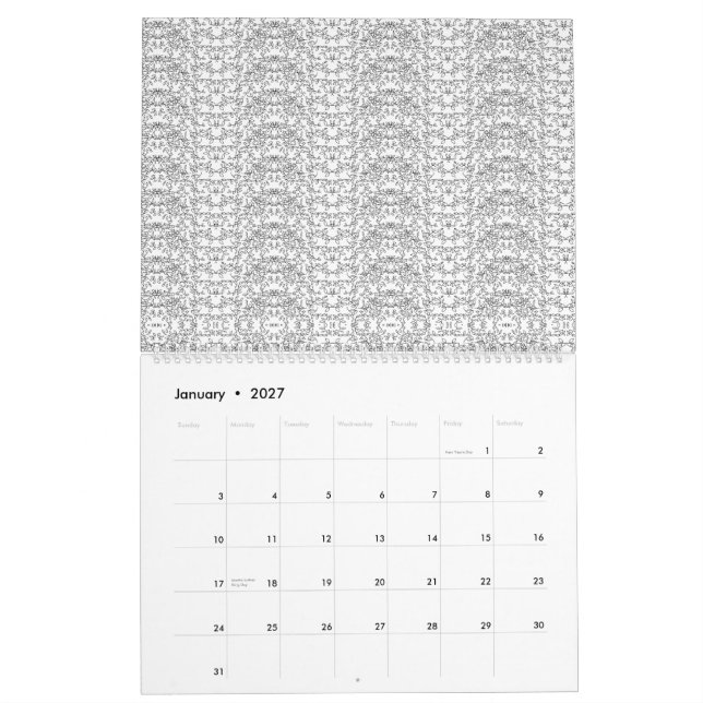 Light grey repeating V-shaped pattern on a white b Calendar (Jan 2027)