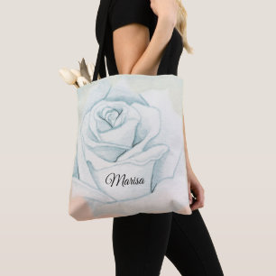 Light Grey Rose Tote Bag