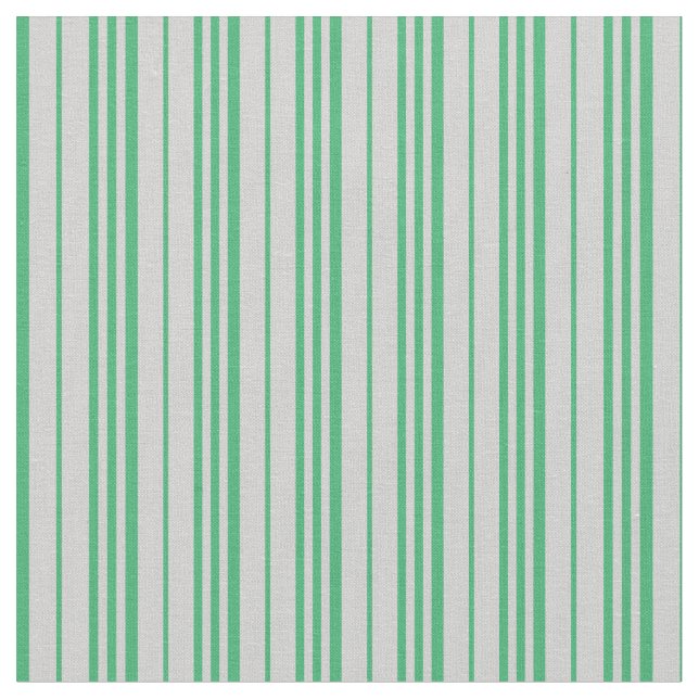 Light Grey & Sea Green Lined/Striped Pattern Fabric (Close Up)