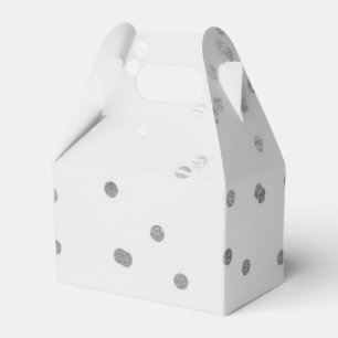 Light Grey & Silver Shiny Confetti Dots Favour Box