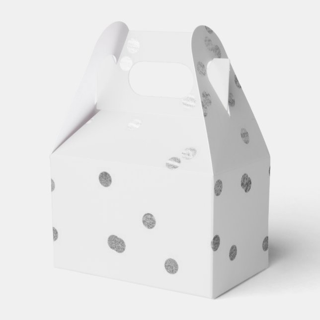 Light Grey & Silver Shiny Confetti Dots Favour Box (Front Side)