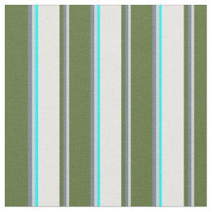 Light Grey, Slate Grey, Olive Green, White & Aqua Fabric
