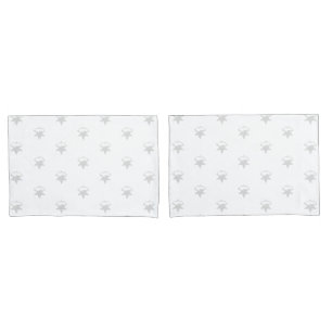 light grey Snow Stars, White background Pillowcase
