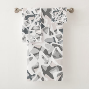 Light Grey Spots Abstract spotted pattern Bath Towel Set
