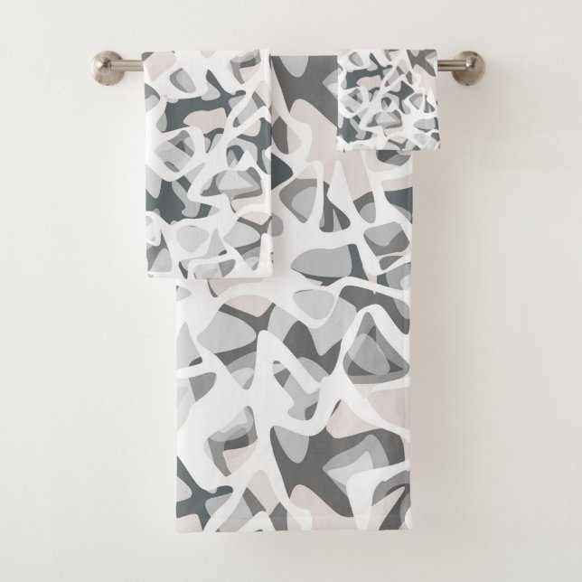 Light Grey Spots Abstract spotted pattern  Bath Towel Set (Insitu)