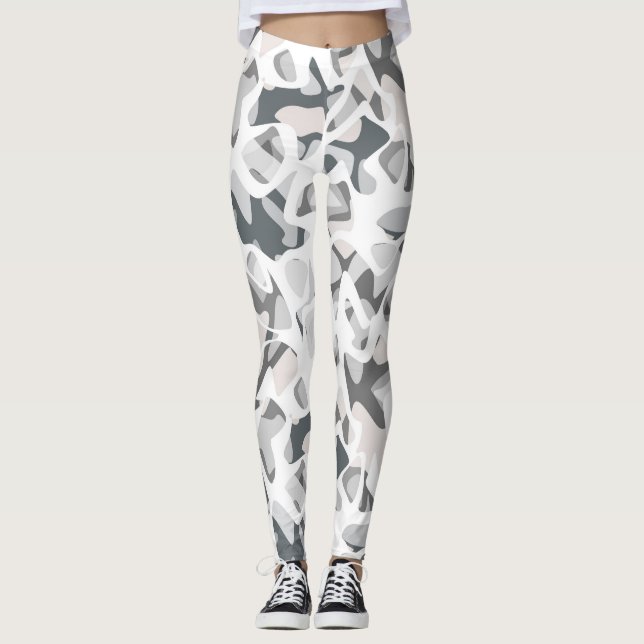 Light Grey Spots Abstract spotted pattern  Leggings (Front)