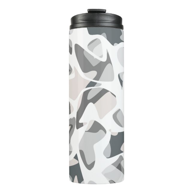 Light Grey Spots Abstract spotted pattern  Thermal Tumbler (Front)