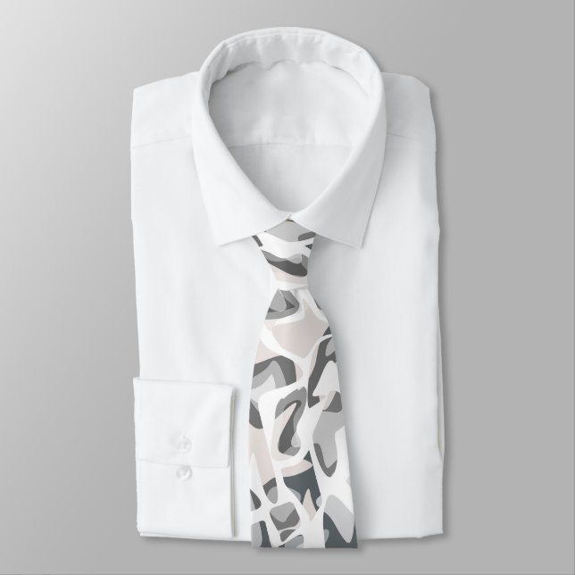 Light Grey Spots Abstract spotted pattern  Tie (Tied)