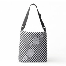 Light Grey Spring Flowers Chequered Cross Body Tot