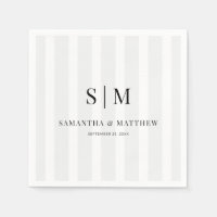 Light Grey Stripes Elegant Couple Initials Wedding