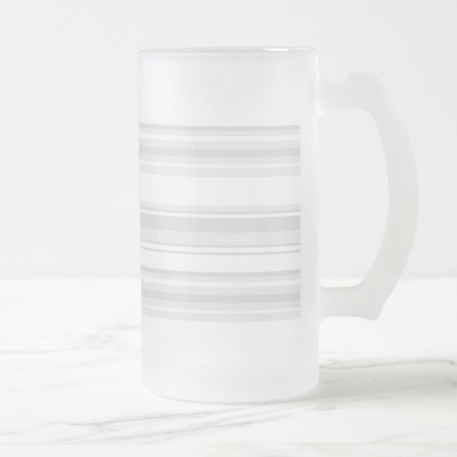 Light grey stripes frosted glass beer mug (Right)