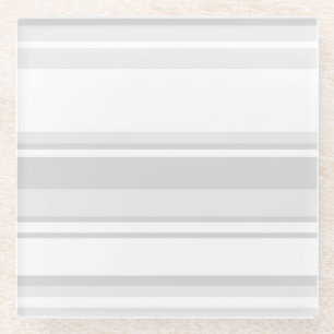 Light grey stripes glass coaster