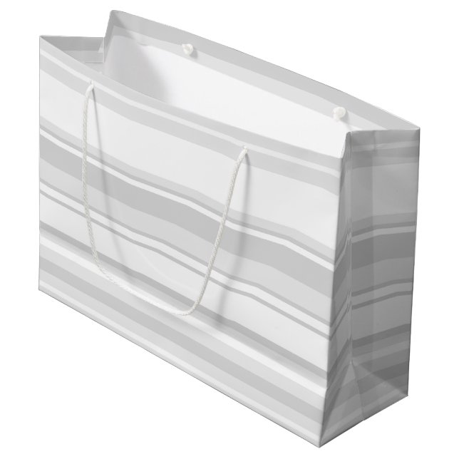 Light grey stripes large gift bag (Front Angled)