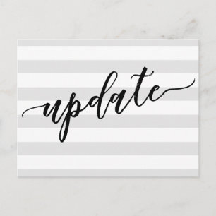 Light Grey Stripes Postponed Wedding Update Notice Postcard