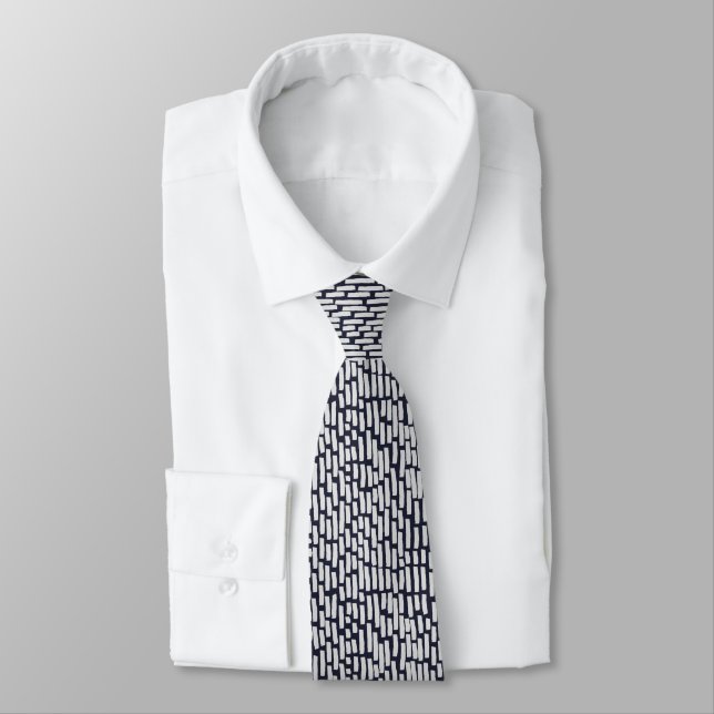 Light Grey Strokes on Dark Blue B Tie (Tied)