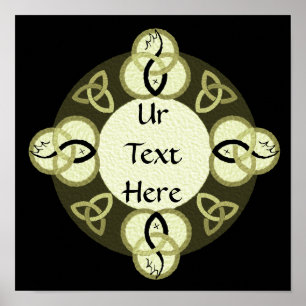 Light Grey Trinity and Black Fish Monogram Poster