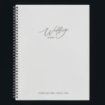 Light Grey Wedding Plans Notebook<br><div class="desc">Light grey wedding plans notebook. Modern calligraphy highlights the front,  background colour covers both sides with a tiny heart on the back. Keep notes and special memories together in one beautiful place.</div>