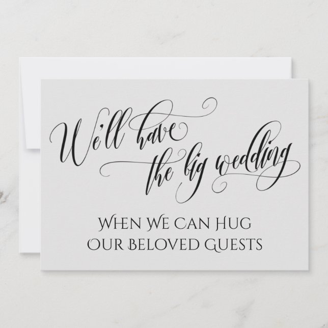 Light Grey When We Can Hug You Postponed Wedding Invitation (Front)