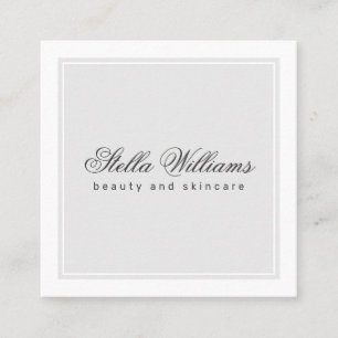 Light grey white beauty skincare minimalist square business card