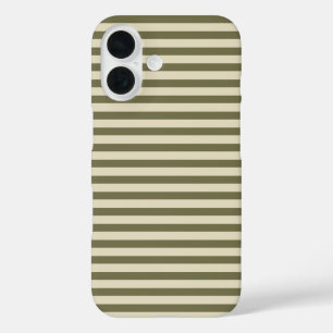 Light Grey & White Cute Horizontal Striped iPhone 16 Case