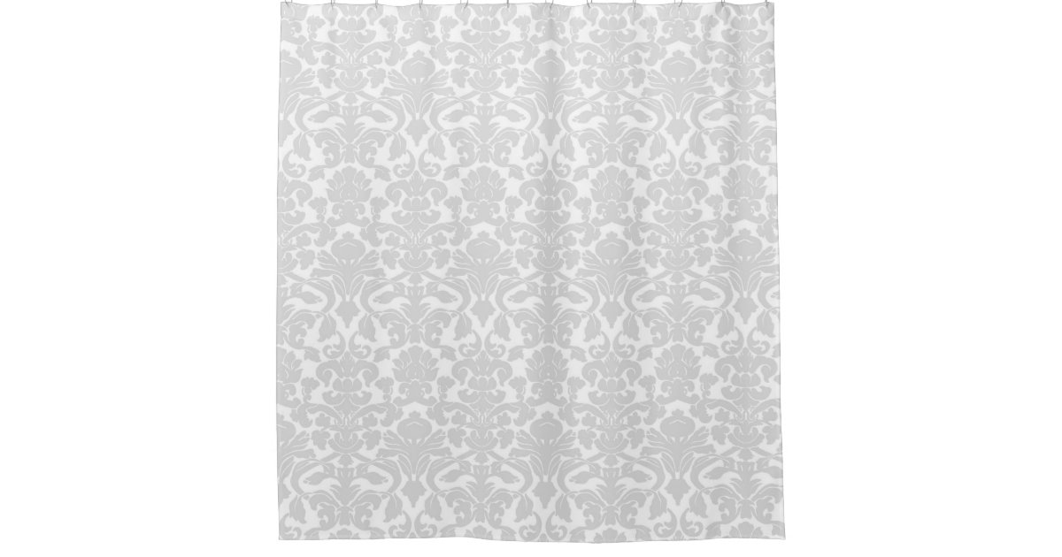 Light Grey White Floral Damask Shower Curtain Zazzle