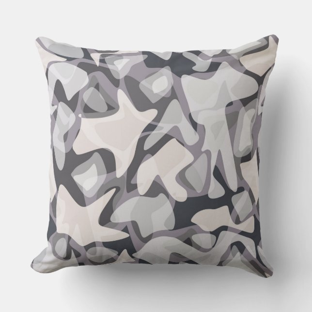 Light grey-white grey light grey abstract  cushion (Front)