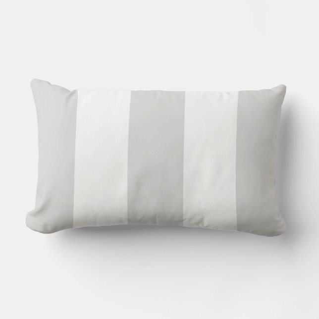 Light Grey White Huge Stripes Lumbar Cushion (Front)