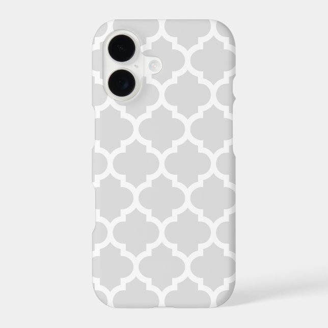 Light Grey White Moroccan Quatrefoil Pattern #5 (Back)