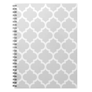 Light Grey White Moroccan Quatrefoil Pattern #5 Notebook