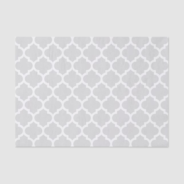 Light Grey White Moroccan Quatrefoil Pattern #5 Tissue Paper (Front)