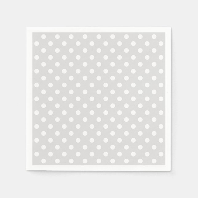 Light Grey White Polka Dots Pattern Napkin (Front)