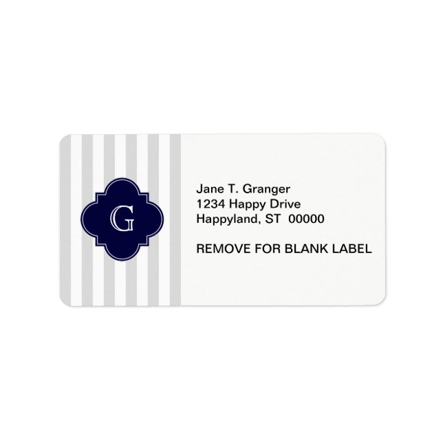 Light Grey White Stripes, Navy Blue Label Monogram (Front)