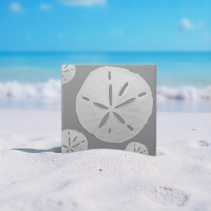 Light Grey & White Tropical Beach Sand Dollar Tile