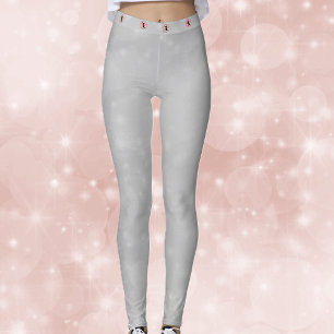 Light Grey White With Black Cats in Red Pentagrams Leggings