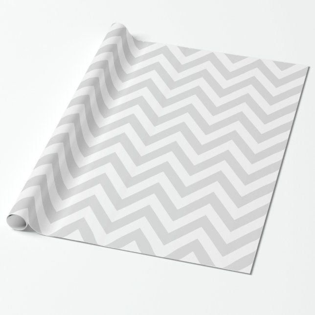 Light Grey White XL Chevron ZigZag Pattern Wrapping Paper (Unrolled)
