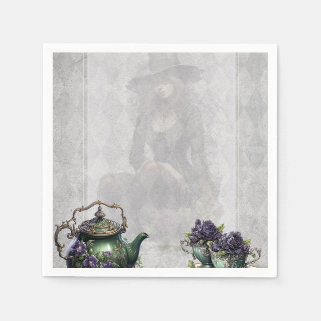 Light Grey Witches Tea Enchanted Brew Party Napkin (Front)