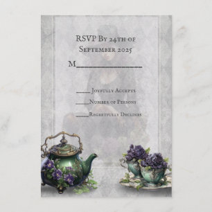 Light Grey Witches Tea Enchanted Brew RSVP Card