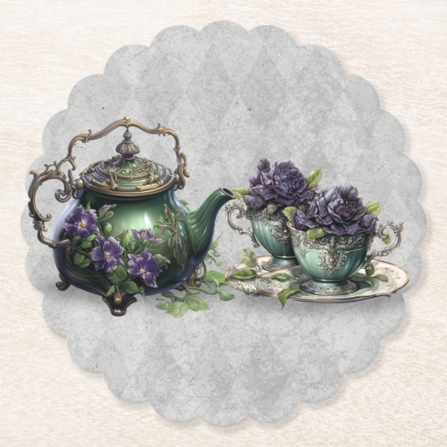 Light Grey Witches Tea Enchanting Brew Coaster (Front)