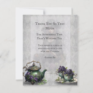 Light Grey Witches Tea Thank You Card