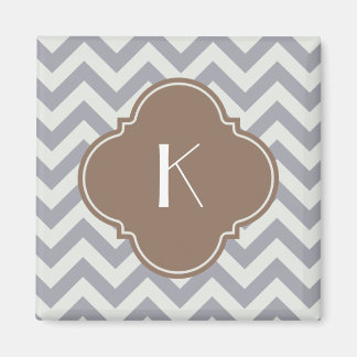 Light Grey Zigzag Custom Monogram Magnet