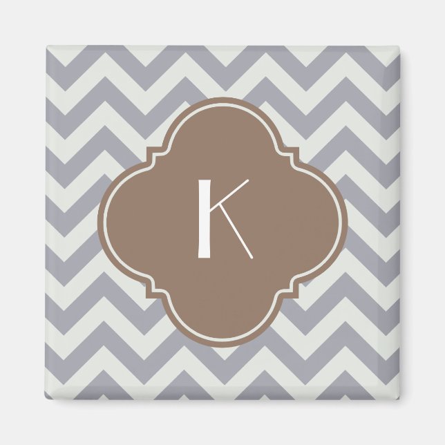 Light Grey Zigzag Custom Monogram Magnet (Front)